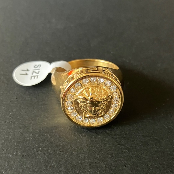 Versace Gold Medusa Ring with CZ Diamond 💎 Size-11 - Picture 8 of 12